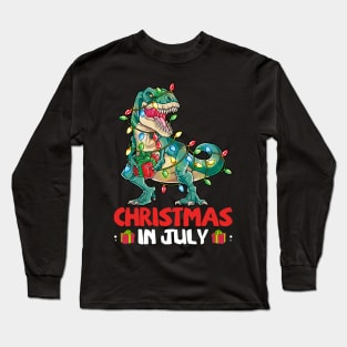 Christmas In July Boys Toddler T Rex Dinosaur Long Sleeve T-Shirt